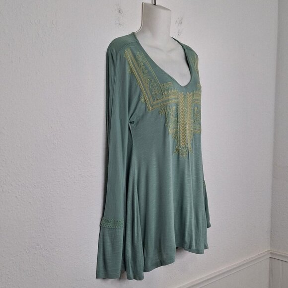 Sundance Embroidered Tunic Sz S Beaded Bell Sleeves Fairycore Whimsigoth Boho - Picture 3 of 16
